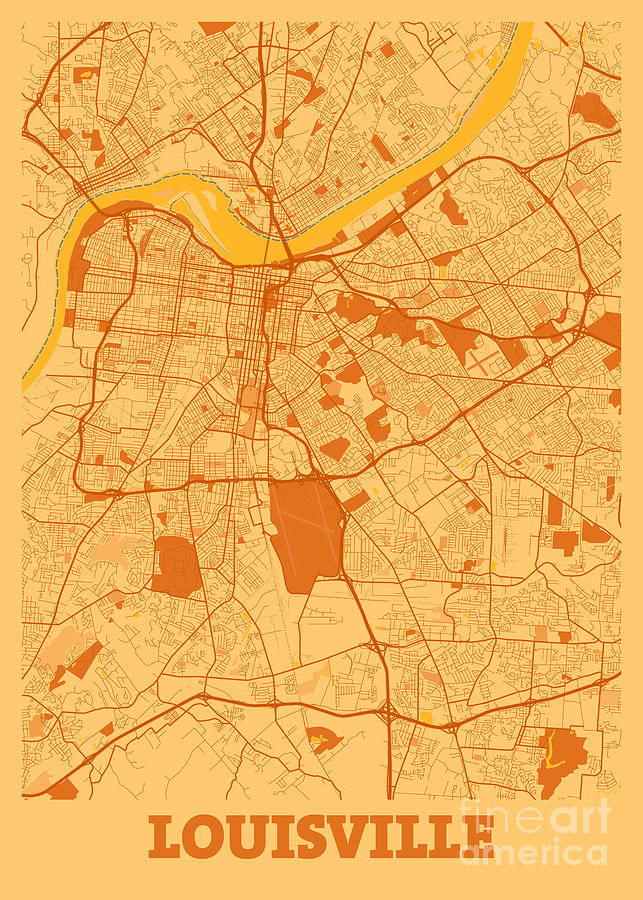 Louisville United States Sunset City Map Digital Art By Tien Stencil 9102