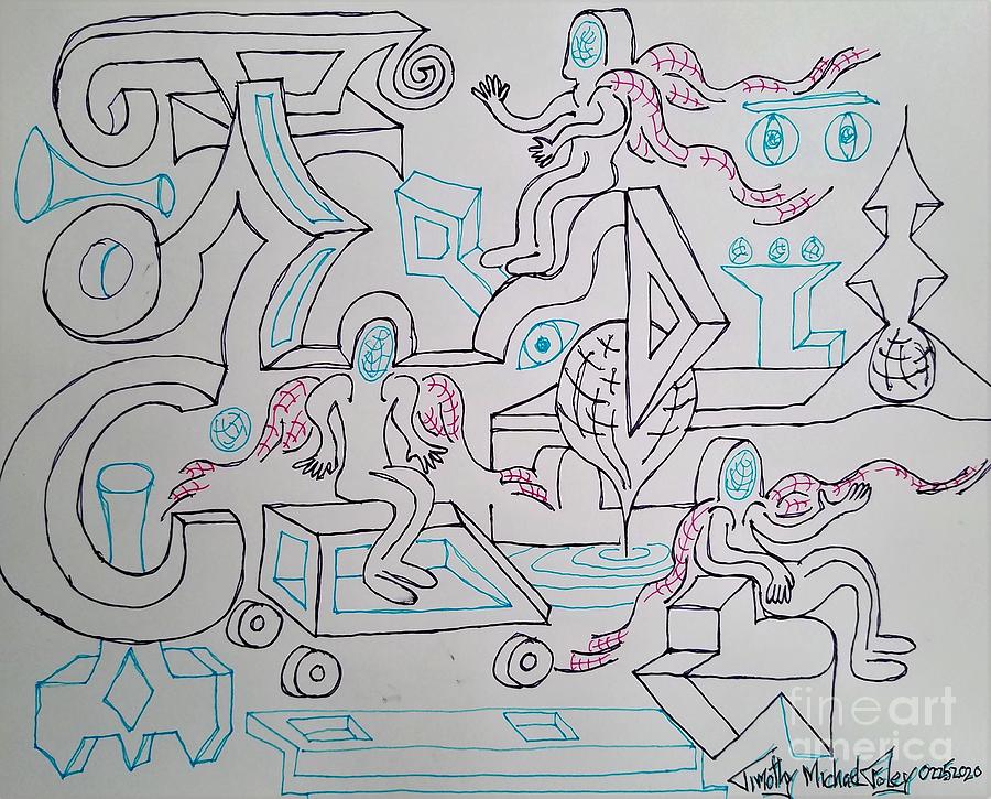 Lounging Around Surreal Constructs Drawing