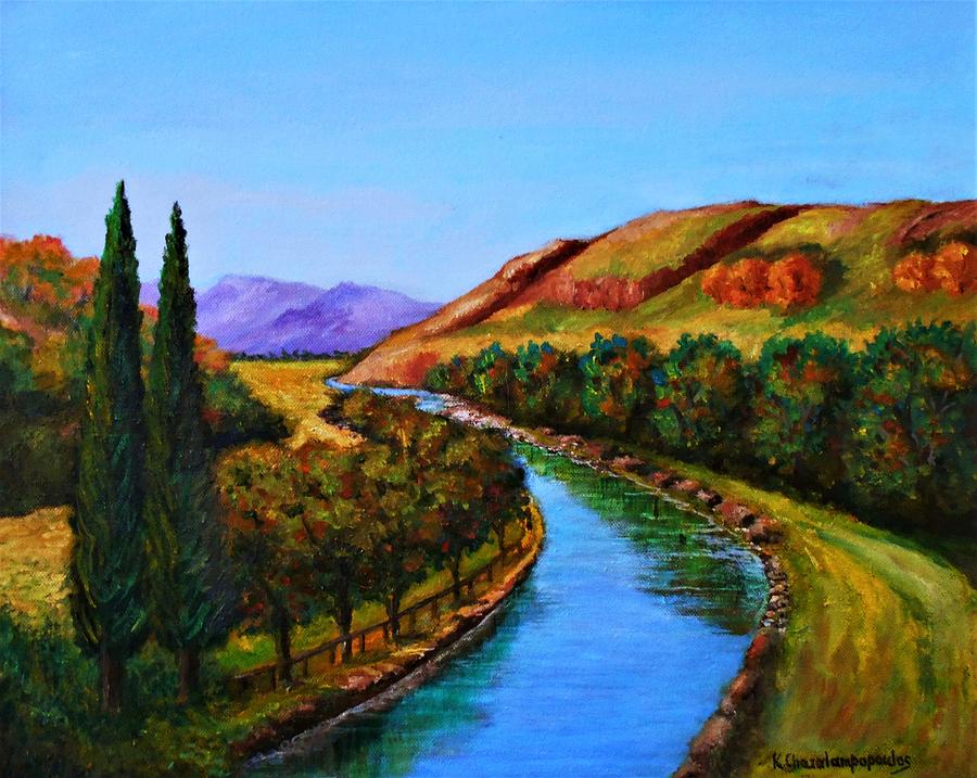 Lousios River In Greece Painting by Konstantinos Charalampopoulos