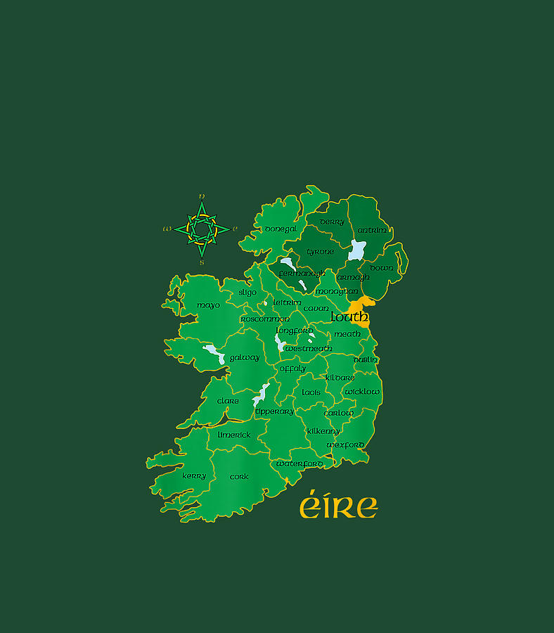 Louth Ireland County Map Eire Irish Travel Celtic Digital Art by Sylvik CJay Fine Art America
