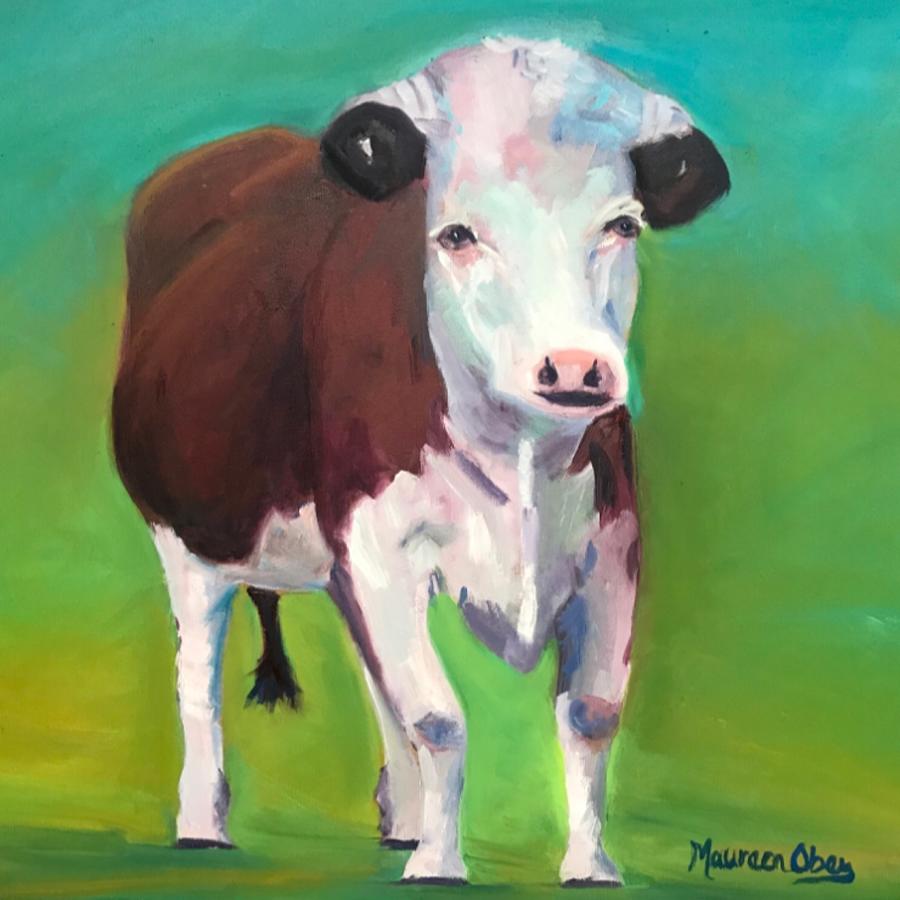 Lou,The Cow Painting by Maureen Obey