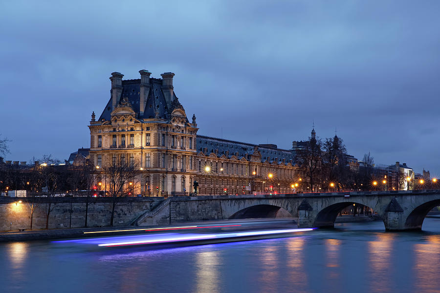 Architecture Photograph - Louvre At Dusk by Jerome Labouyrie