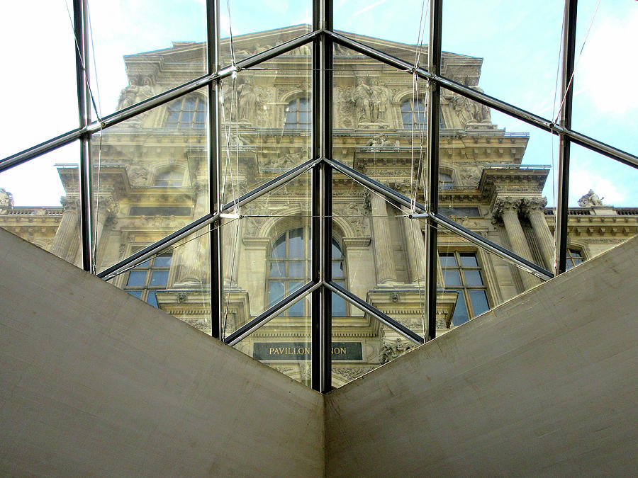 Louvre Looking Through the Pyramid the Denon Pavillon Photograph by Nadalyn Larsen
