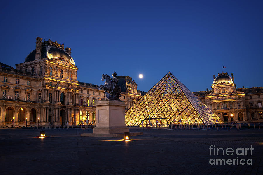 Louvre pyramid in Paris at night Photograph by Delphimages Paris Photography