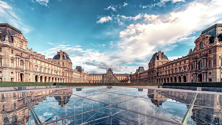 Architecture Photograph - Louvre Reflection by Manjik Pictures