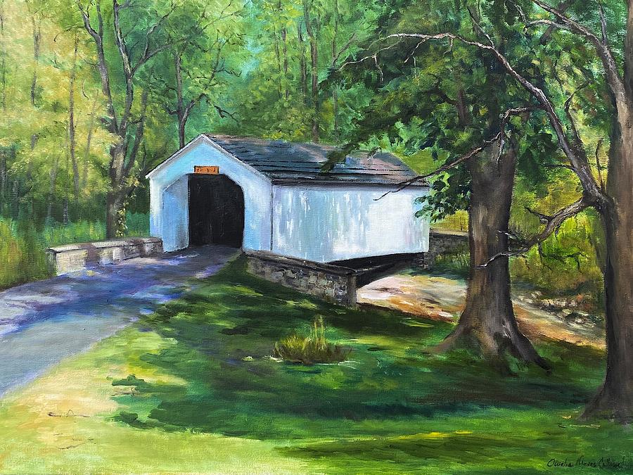 Loux Covered Bridge Two Painting by Aurelia Nieves-Callwood