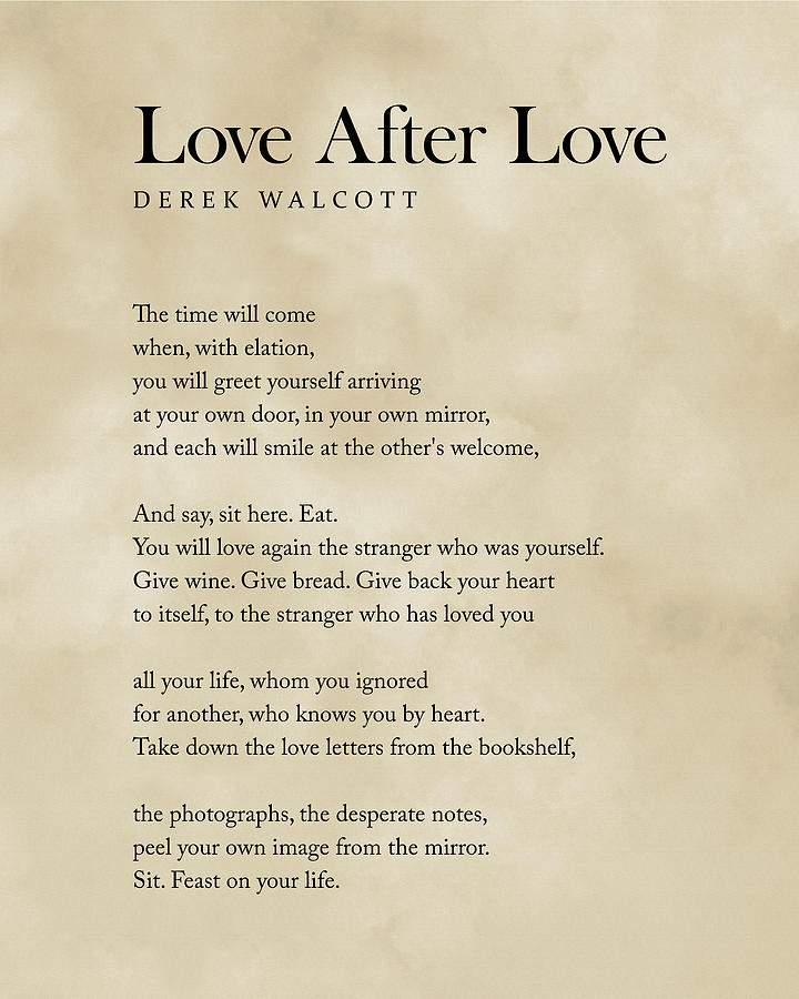 Typography Digital Art - Love After Love - Derek Walcott Poem - Literature - Typography Print 3 - Vintage by Studio Grafiikka