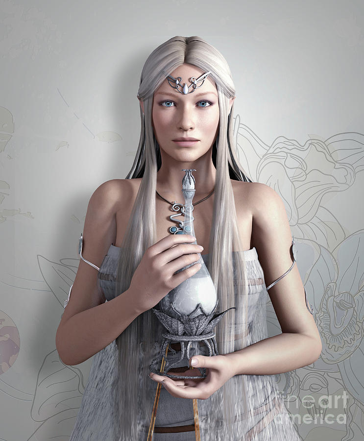 Flower Digital Art - Love alchemy sexy princess by EllerslieArt