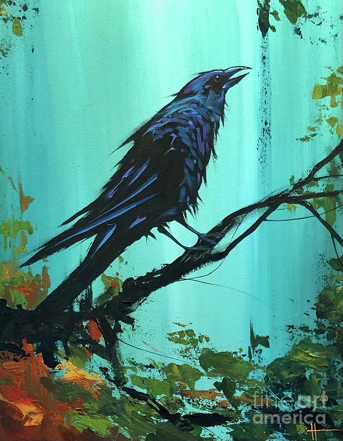 Raven Painting - Love An Adventure by Hunter Jay