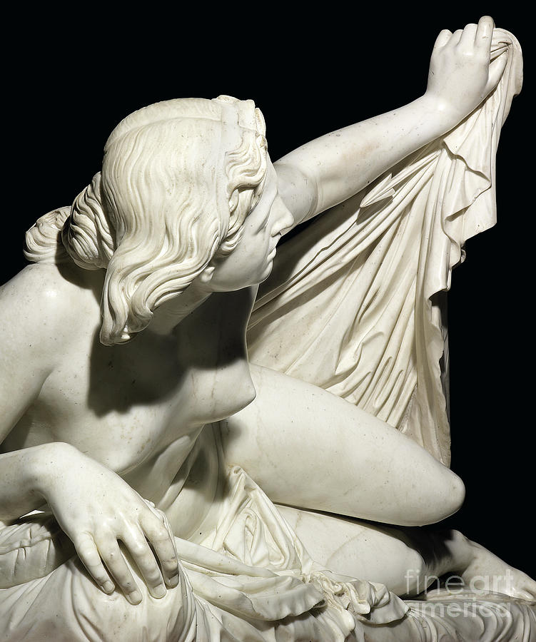 Love and Modesty, 1860 marble Sculpture by Jose de Vilches