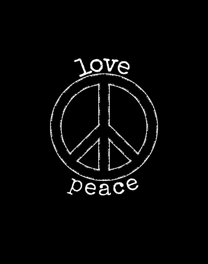 Love and Peace Sign, Retro Boho Hippie Shabby Chic Digital Art by Diane  Palmer - Pixels