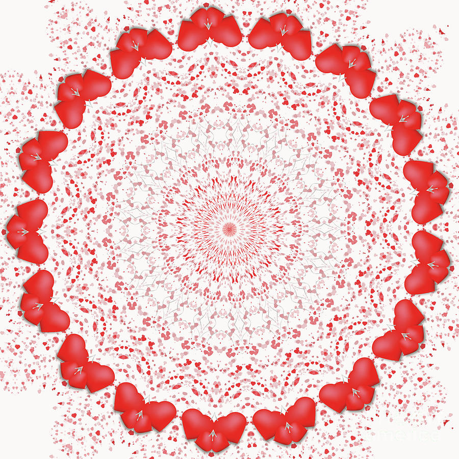 Love And Romance Abstract Mandala Series Lacy Heart Rimmed Doily Digital Art
