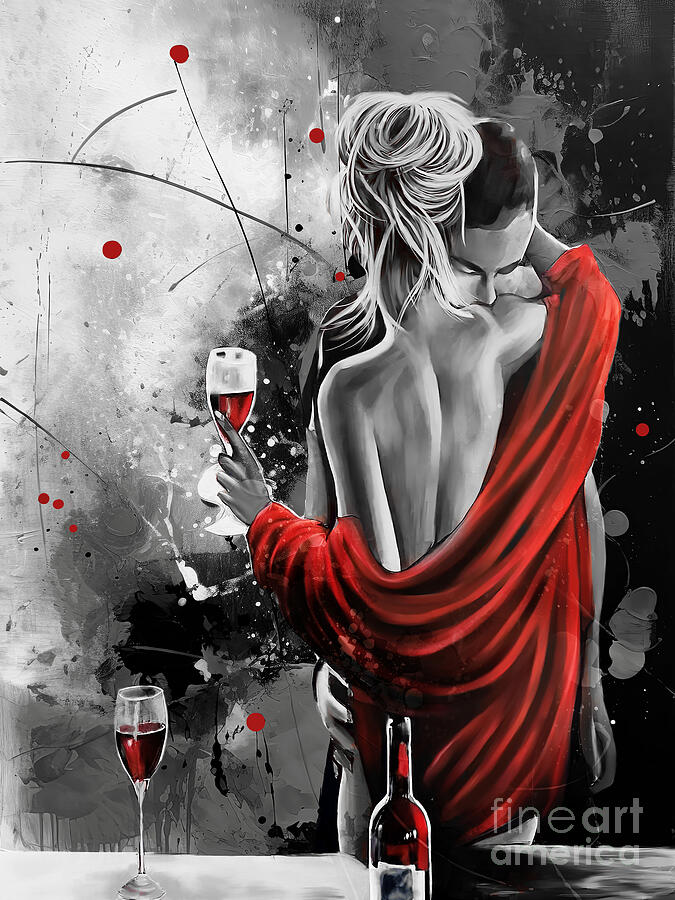 Embrace in Crimson and Azure 2Q  Painting by Gull G