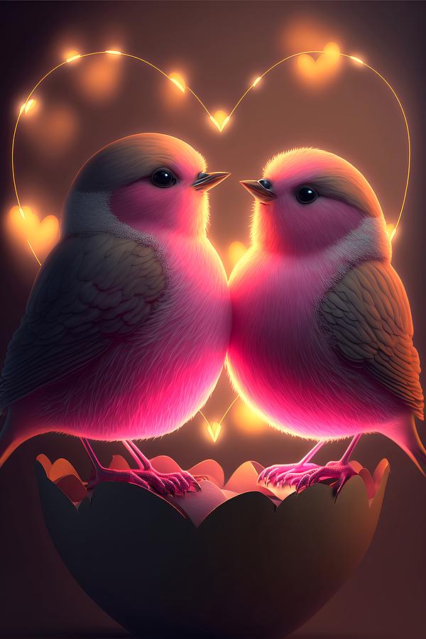 Love Birds 0 Mixed Media by Lilia S
