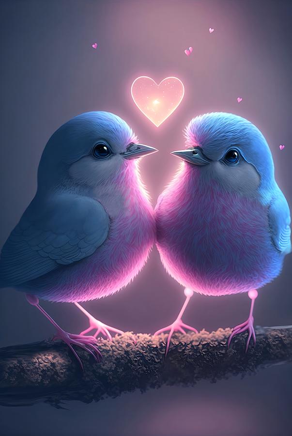 Love Birds 4 Mixed Media by Lilia D