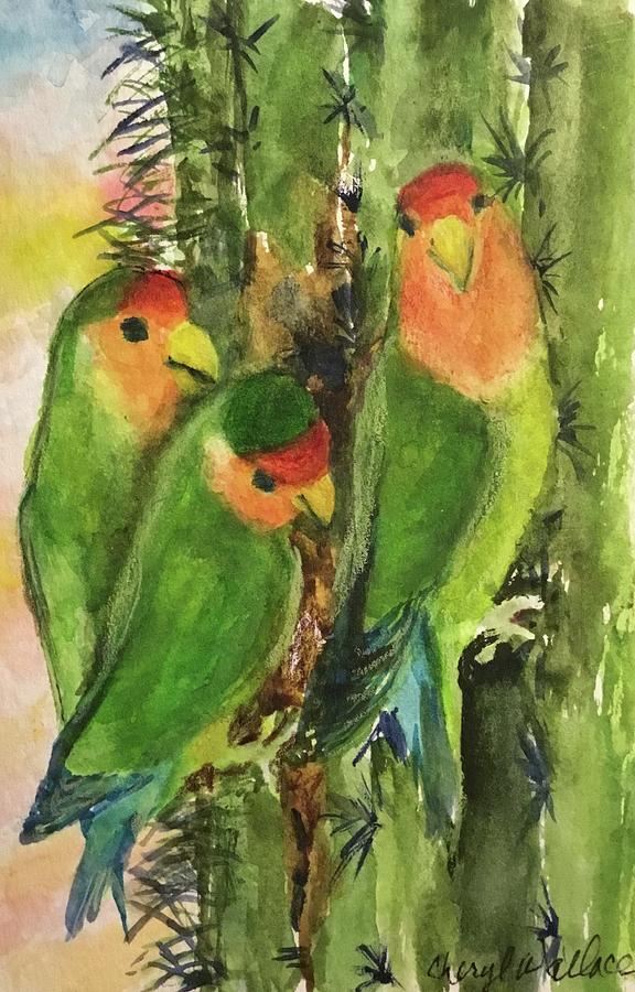 Love Birds and Love Songs Painting by Cheryl Wallace