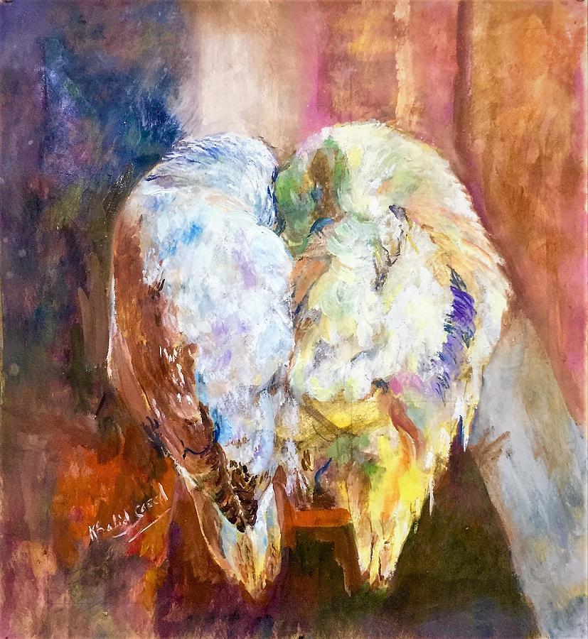 Love birds Painting by Khalid Saeed