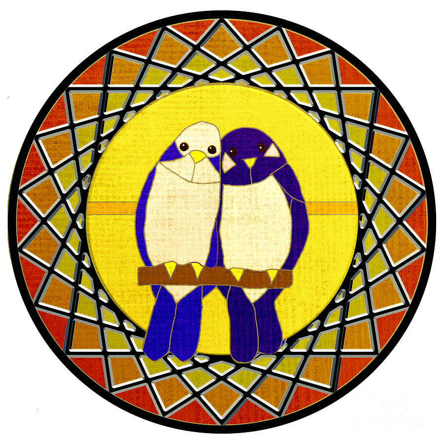 Love Birds Stained Glass Digital Art by Priscilla Wolfe - Pixels