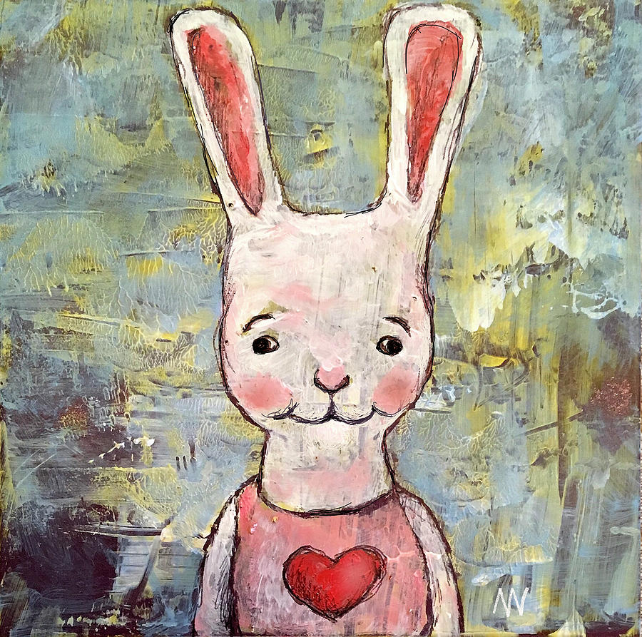 Love Bunny Mixed Media by AnneMarie Welsh