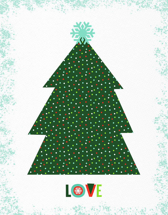 Love Christmas Tree Art by Jen Montgomery Painting by Jen Montgomery