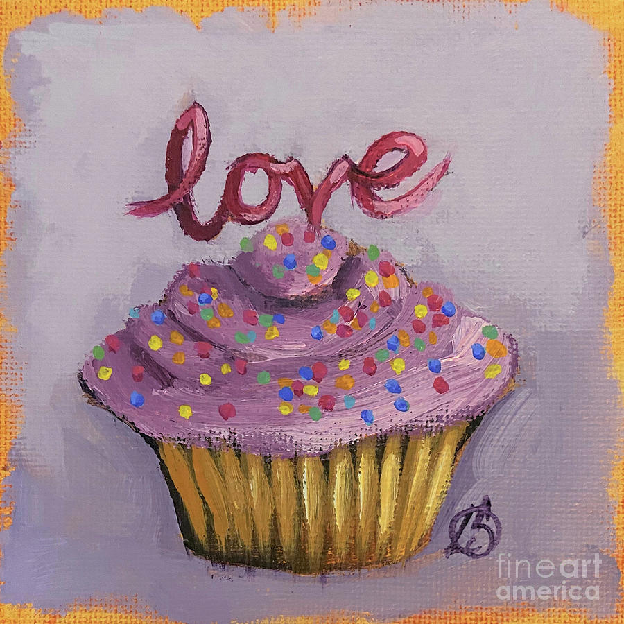 Love Cupcake Painting by Lucia Stewart