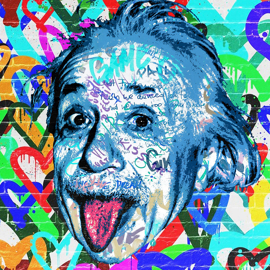 Love Einstein Graffiti Pop Art Painting