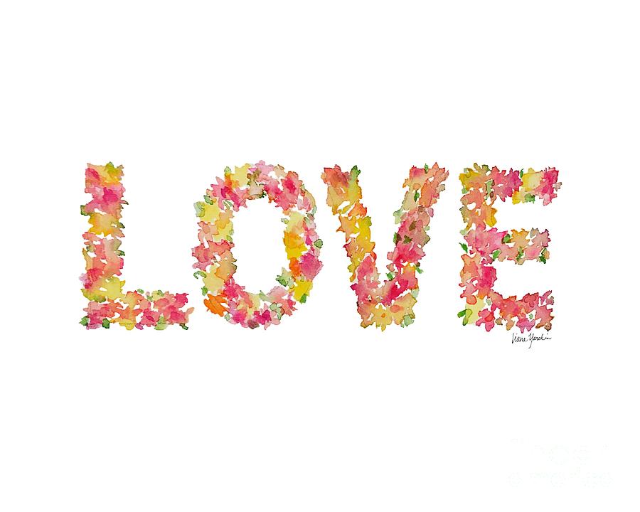 Love - Flower letters Painting by Liana Yarckin
