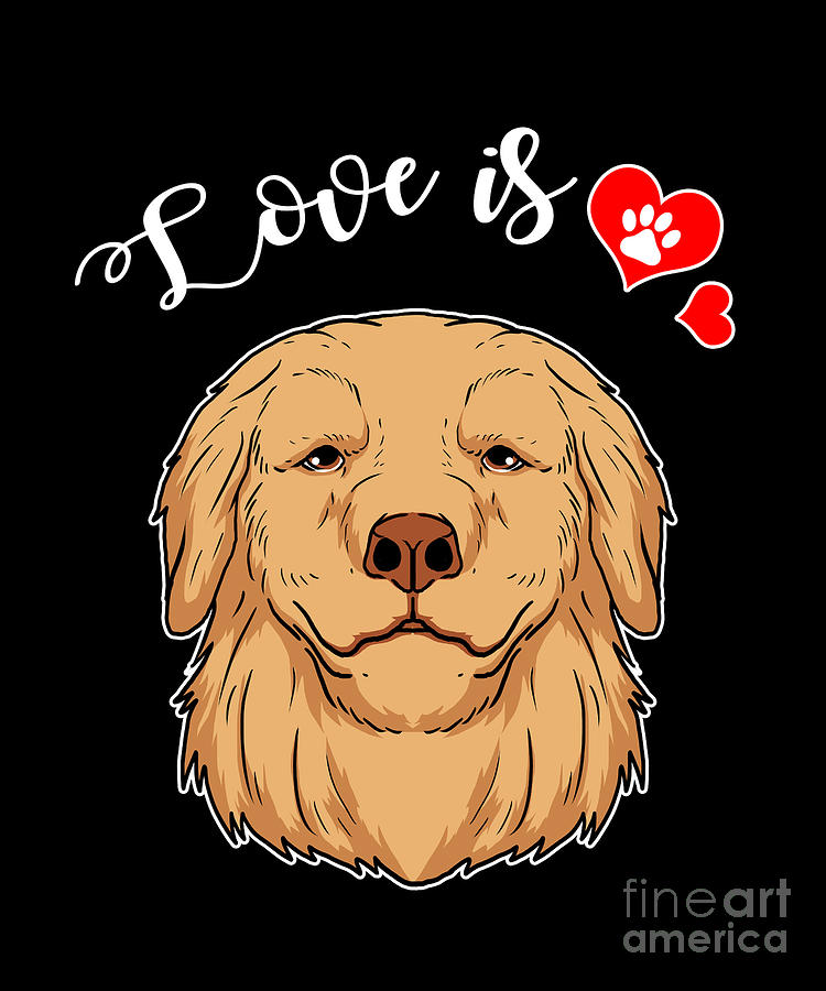 Love Golden Retriever Dog Owner Paw Heart Gift Digital Art By J M