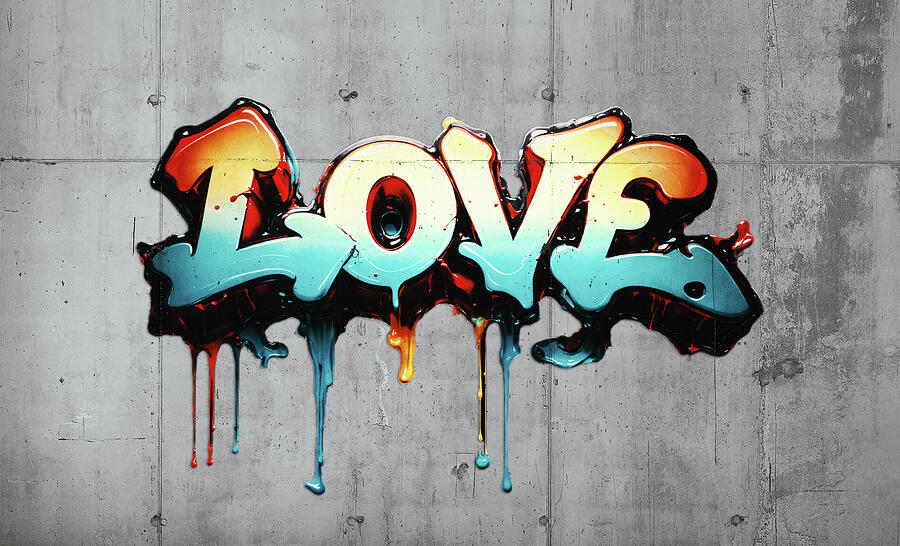 Love Graffiti Style on Concrete Digital Art by Freddy B Love Graffiti Style on Concrete Digital Art by Freddy B