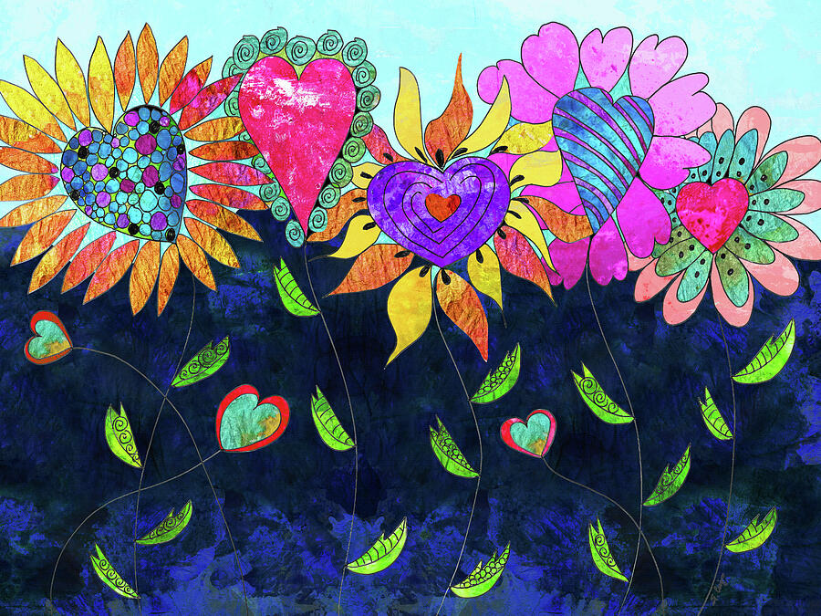 Love Grows Here Colorful Flower Art Painting by Sharon Cummings Love Grows Here Colorful Flower Art Painting by Sharon Cummings