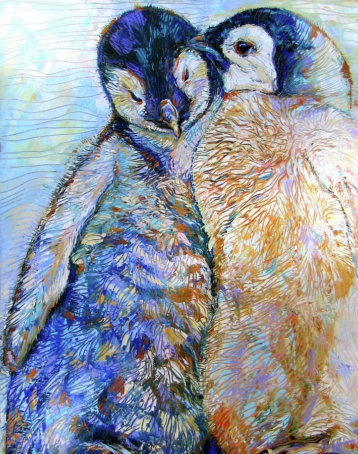 Penguin Painting - Love Heals by Kathleen Steventon