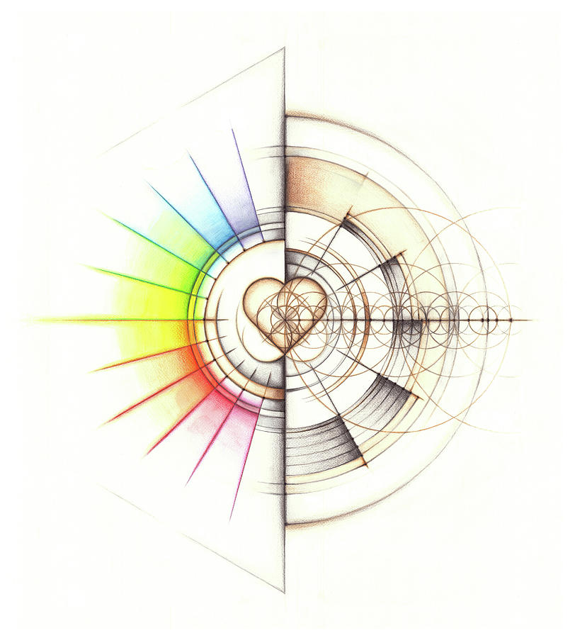 Love Heart Spectrum Geometry Drawing by Nathalie Strassburg