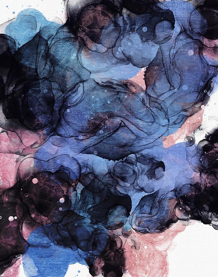 Love Heartbreak and the Blues Blue Pink and Black Fluid Abstract Painting by Itsonlythemoon