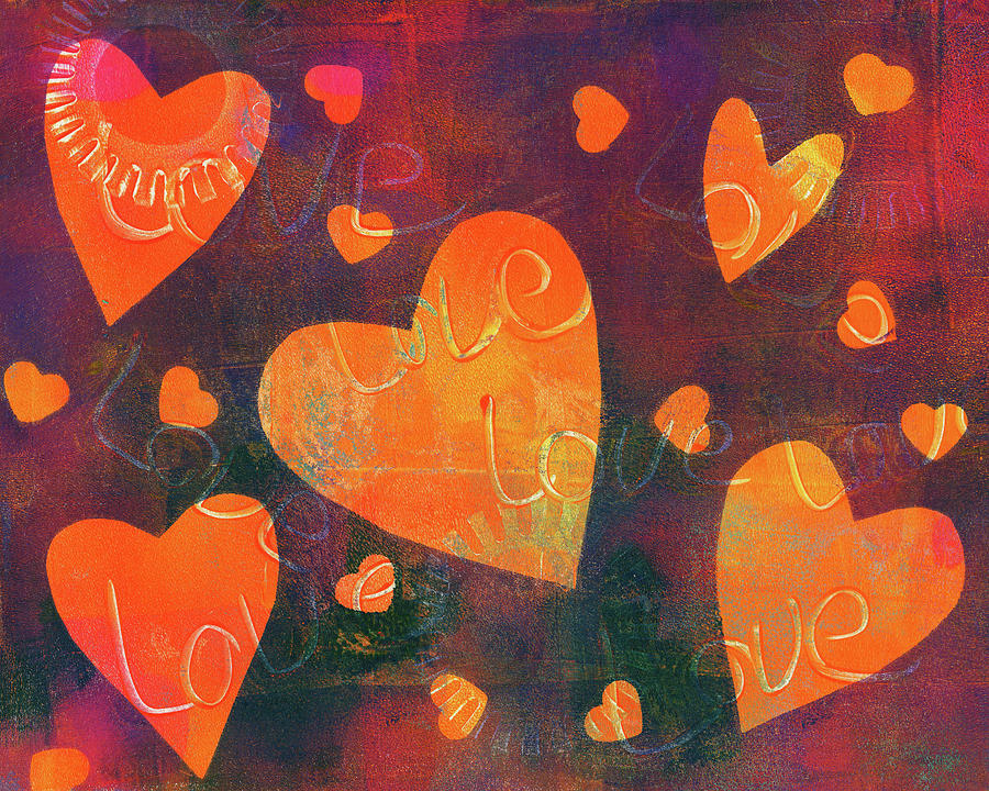 Love hearts Painting by Karen Kaspar