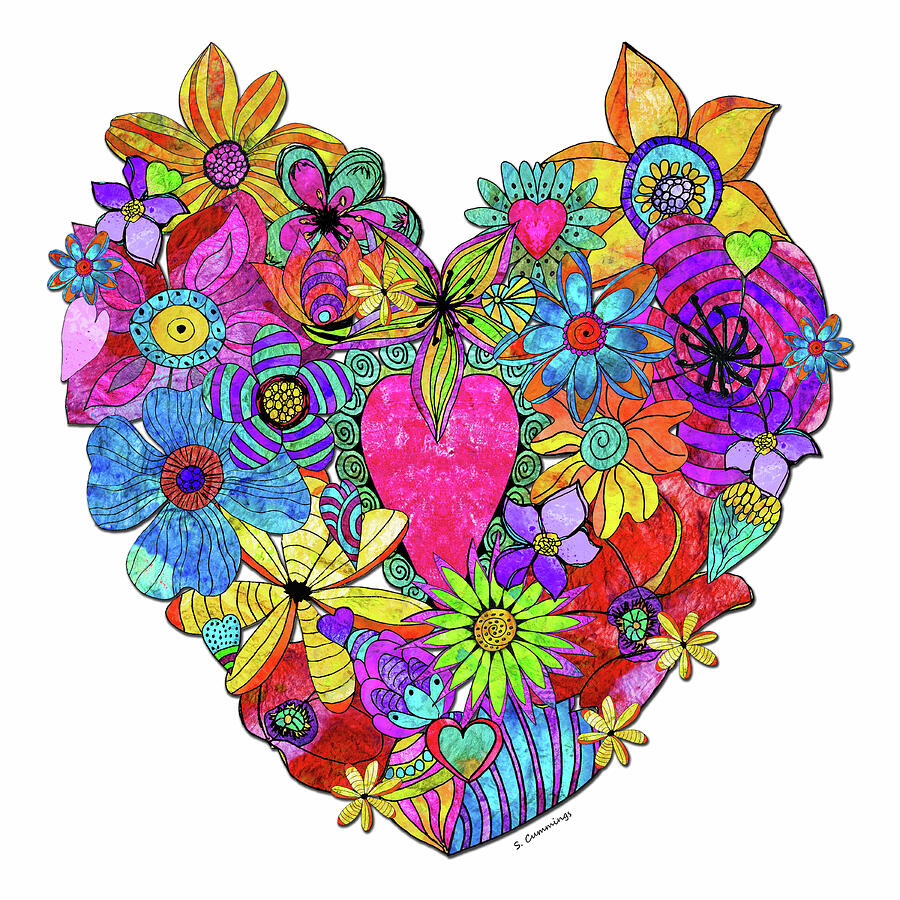 Love In Bloom Colorful Flower Art Painting by Sharon Cummings Love In Bloom Colorful Flower Art Painting by Sharon Cummings