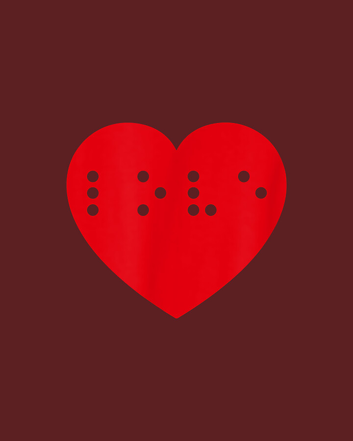 Love in Braille Inside Big Red Heart Uncontracted Valentine Digital Art
