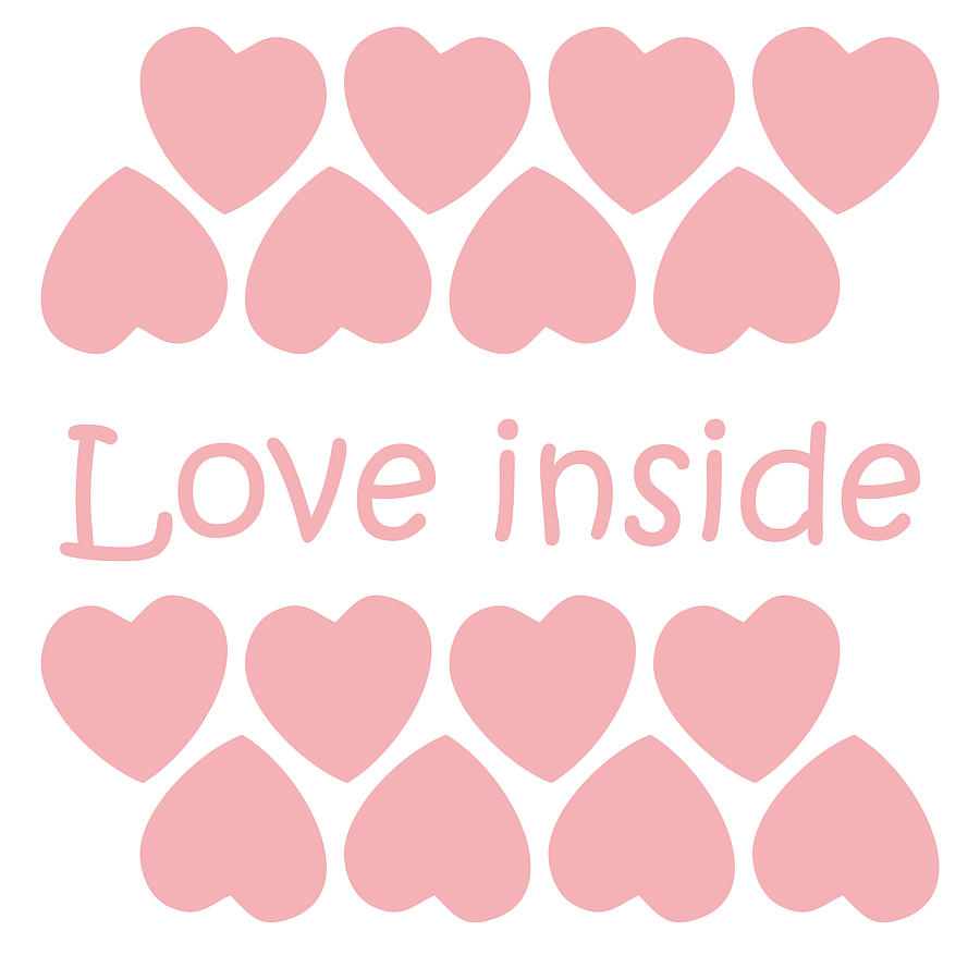 Text Digital Art - Love inside text with pink hearts by Elena Sysoeva Text Digital Art - Love inside text with pink hearts by Elena Sysoeva