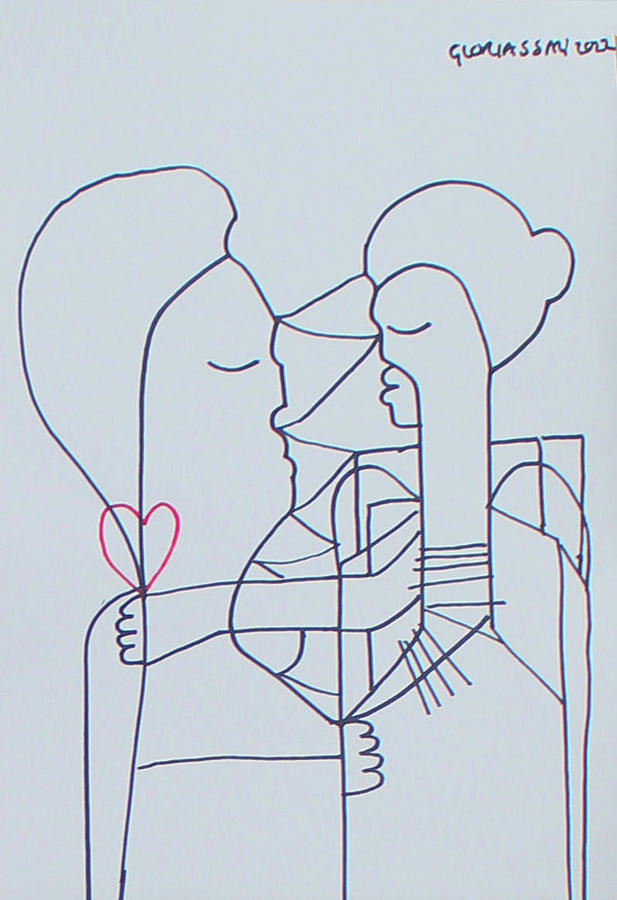 Love is a Heart Webs of  Our Love Drawing by Gloria Ssali