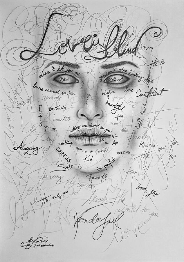 Love Is Blind Drawing By Alexandra Guzu Fine Art America