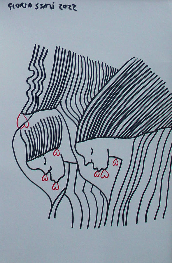 Love is Having My Hair Like  My Boo Drawing by Gloria Ssali