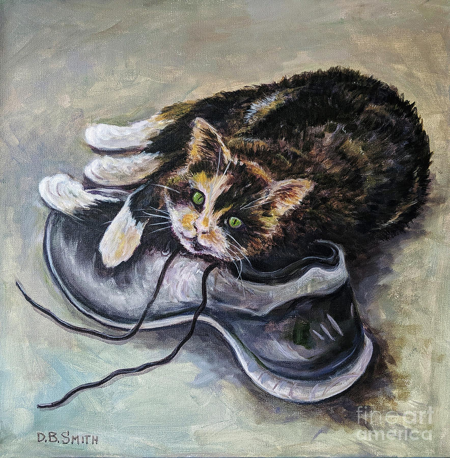 Cat Painting - Love Is In The Air by Deborah Smith