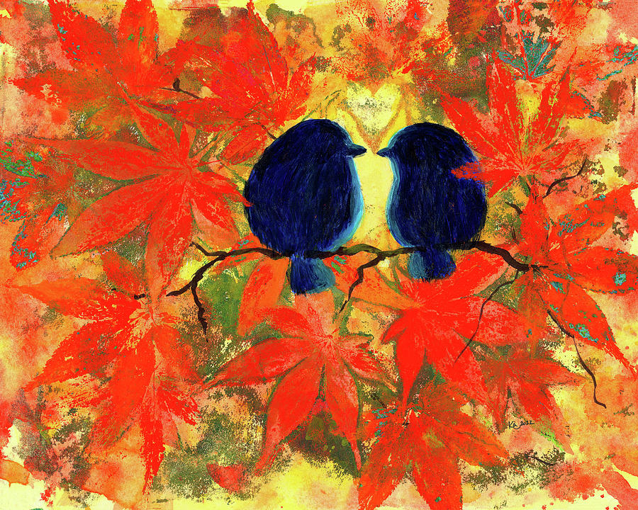 Love is in the maple tree Painting by Karen Kaspar