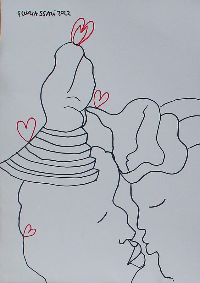 Love is Knocking Our Heads Together All The Time Drawing by Gloria Ssali