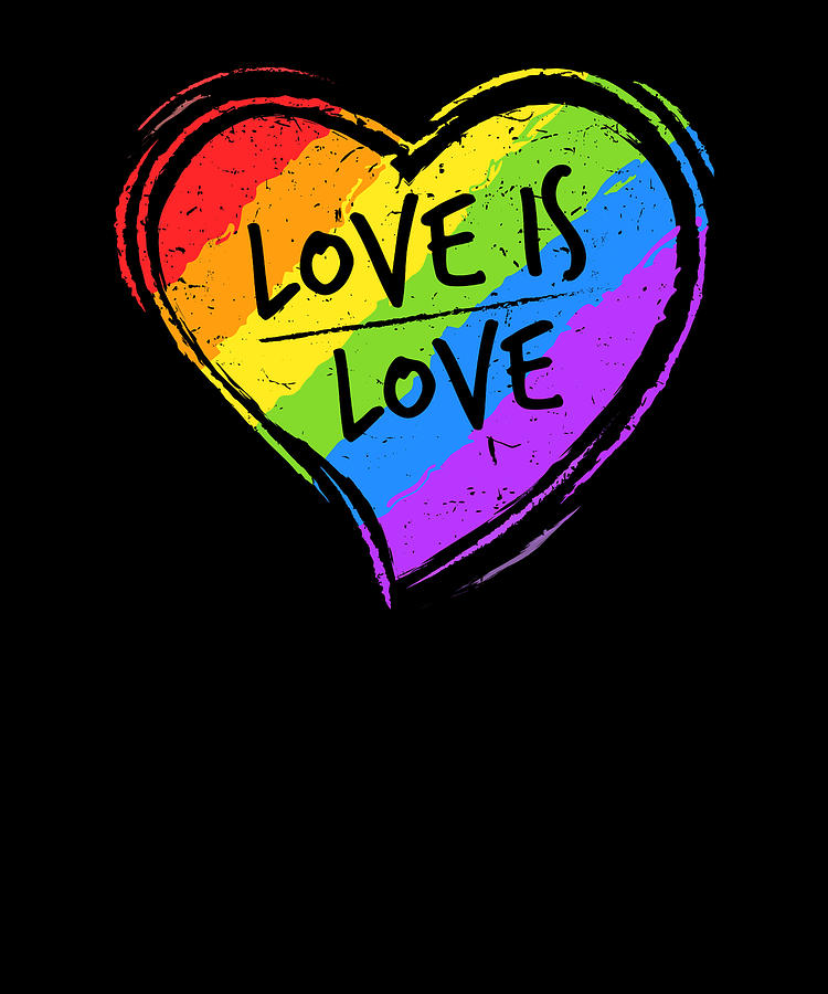Love Is Love Heart Lgbt Pride Design Gay Lesbian T Digital Art By Art Frikiland Pixels