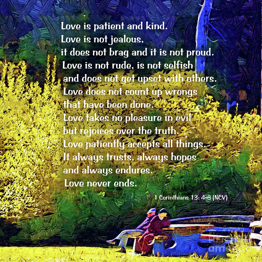 Whistler Digital Art - Love Is Patient - Couple In The Park by Kirt Tisdale