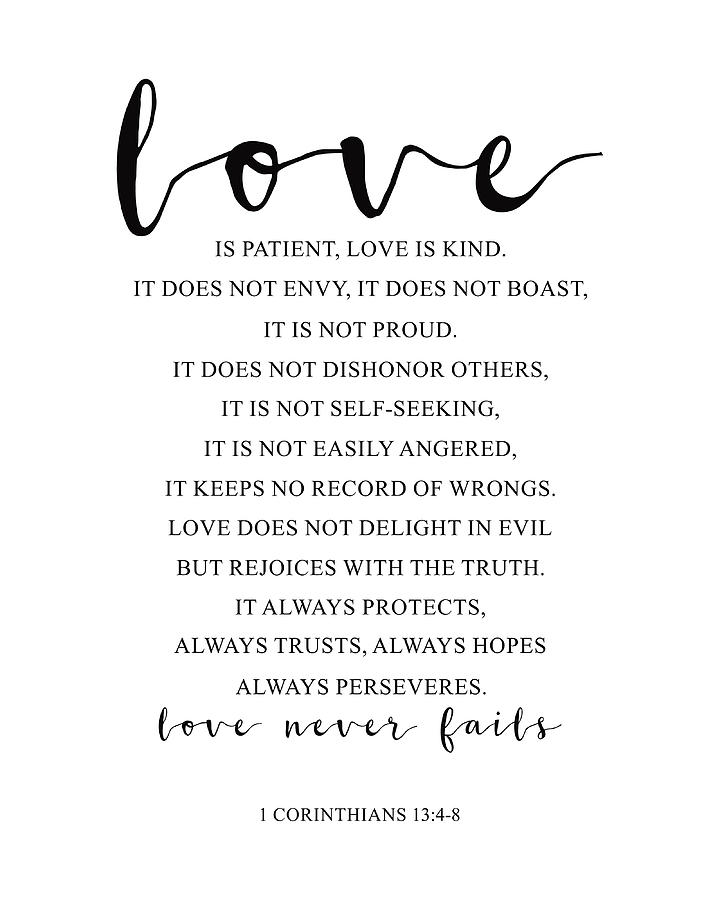 Love Is Patient Love Is Kind 1 Corinthians 1348 Painting by Edwards ...