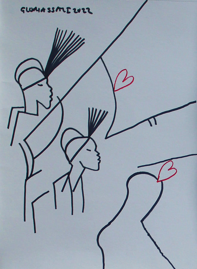 Love is Sharing my Hats With You  Drawing by Gloria Ssali