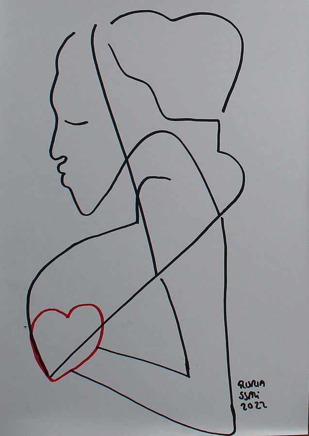 Love is When i Carried You Drawing by Gloria Ssali