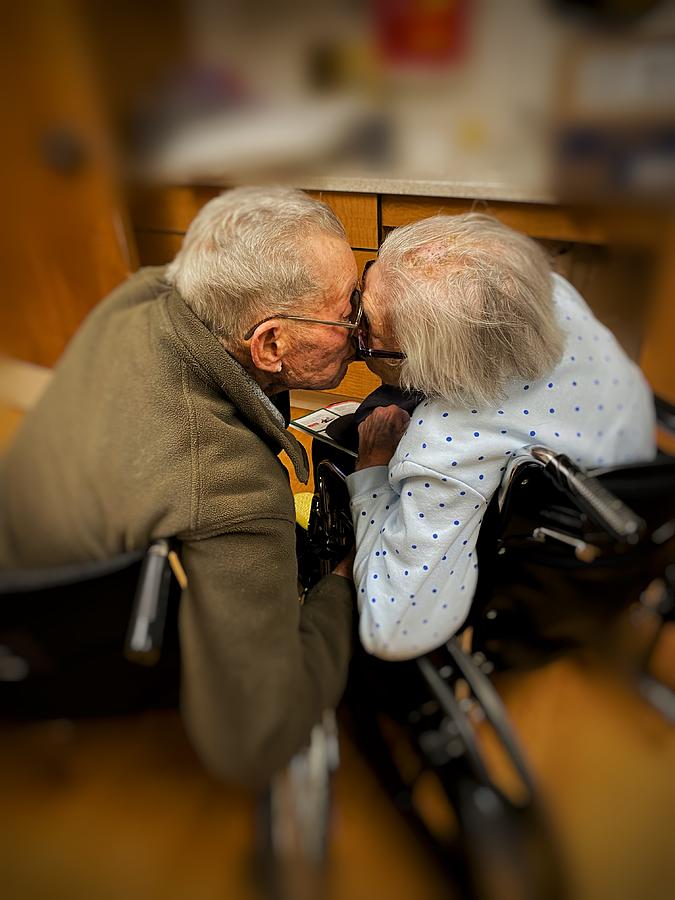 Love Kiss - 77 Years Together  Photograph by Jerry Abbott