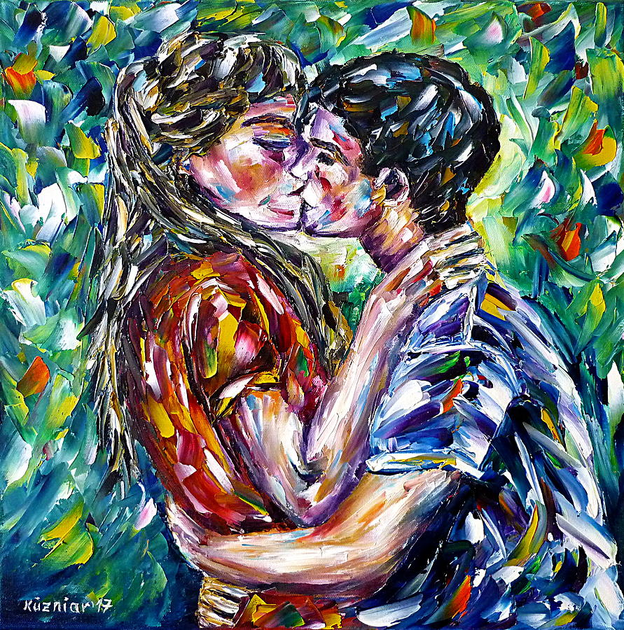 Love Kiss In Spring Painting by Mirek Kuzniar